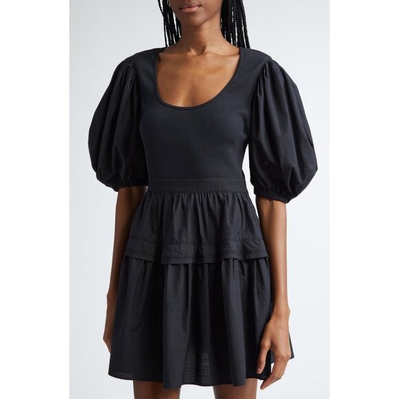 NEW ULLA JOHNSON Tilda BLACK Mixed Media Mini dress SIZE S - Picture 3 of 8